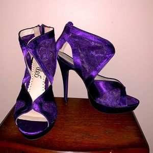 4.5 inch purple lacey heels